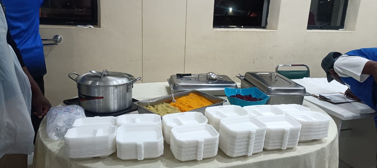 Group dining setup for athletic teams