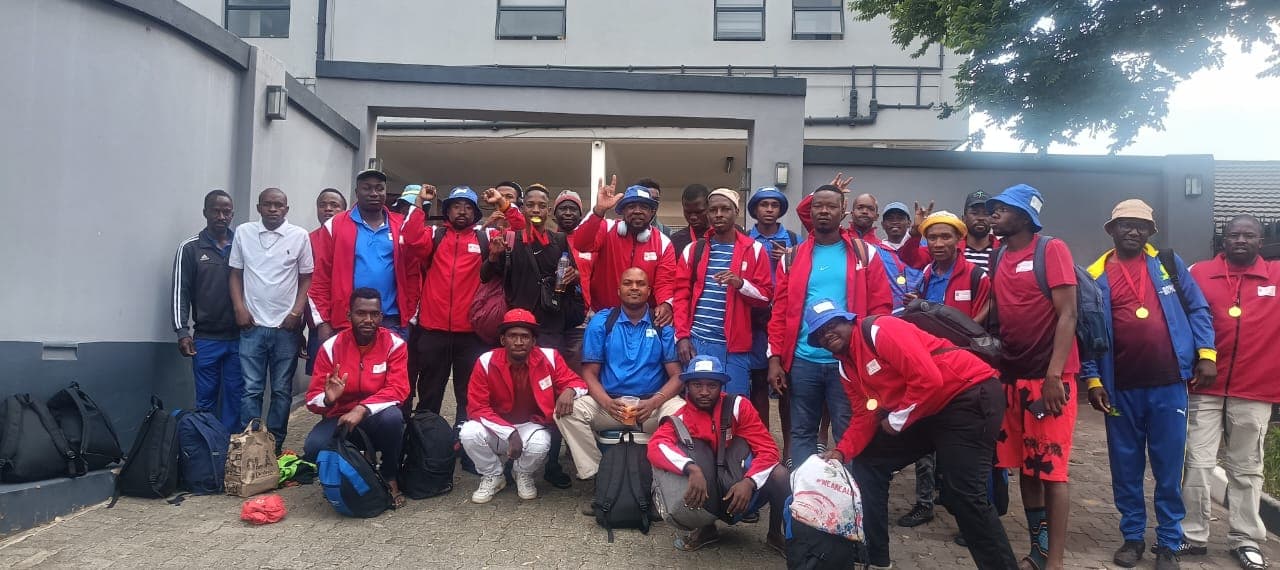 Soccer team members enjoying hotel amenities